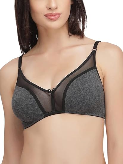 Clovia Cotton-Rich Non-Padded Full-Cup T-Shirt Bra – Wire-Free, Dark Grey
